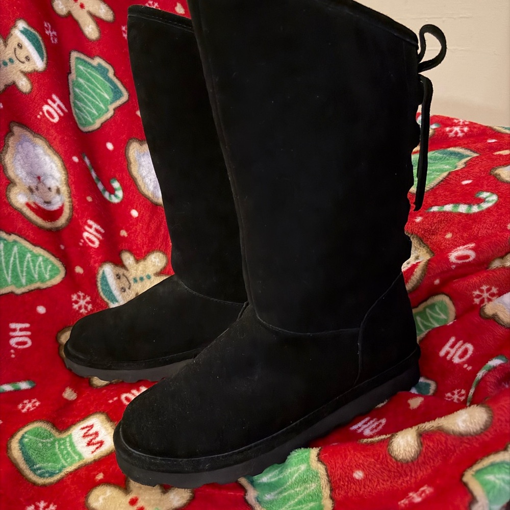 BearPaw Black Suede Winter Boots